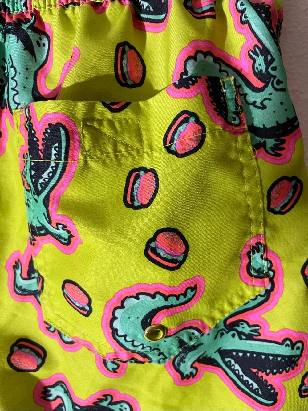 Cat & Jack Neon Lime and Teal Octopus Print Swim Trunks